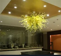 Vinatge Mouth Blown Glass Chandelier Light Green Yellow Color Glass Modern Style Art Hotel Chandelier - Girban Brand
