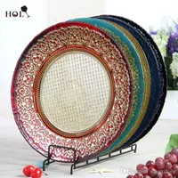 Holy made in china Wholesale colored cheap small restaurant MOQ 300 with CIF price glass charger dishes and plates