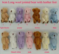 Grossista Hight = 6cm Bulk 100pcs / lot Cartoon Lunga Lana Peluche Mini Joint Small Bear Bare Teddy Bears for Key Phone Bag Borsa promozionale Gift Pelwed Dolls