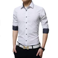 Groothandel-7 kleuren formele herenjurk shirt lange mouw mode zakelijke stijl camisa masculina patchwork chemise homme m-5xl mannelijke shirts