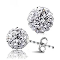 Mode Dames Shamballah Sieraden 925 Sterling Verzilverd Diamant Rhinestone Crystal 8mm Shambhala Kralen Stud Oorbellen