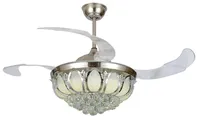 42 inch Ceiling Fans Crystal Lotus Chandelier Lighting Changeable Light Colors Remove Control Living Room