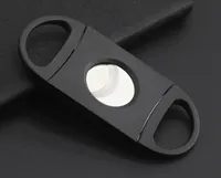 ポケットプラスチックステンレス鋼の二重刃のシガーカッターナイフはさみタバコ黒の新しい送料無料卸売