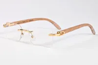 New Fashion Sports chifre de búfalo Mens Retro Madeira Óculos de sol homem e das mulheres Preto Brown transparente Lens Frameless Lunettes Óculos de sol