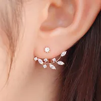 100% Zirkon Korean Earing Rose Gold Ohrring Blätter Ohrringe Modeschmuck Aros Plata Kristall Kleine Blume Ohrringe Für Frauen