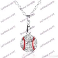 Crystal Baseball Pendant Necklaces Fashion Sports Jewelry Best Friend Gift For Team Club Base Ball Lovers