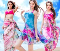 Novas Mulheres Sunscreen Swimsuit Chiffon cachecol Multifuncional lenços Veil Cover-Up Lady toalha de praia 10 Pçs / lote Frete Grátis