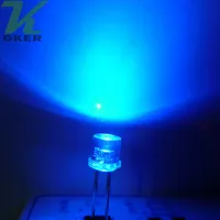 1000PCS 5mm Flat Top Blue Wide Vinkel Ljuslampa Diod LED Ultra Ljusa Lampor Emittagande Diod
