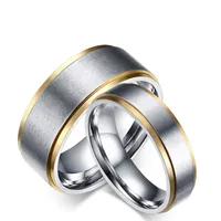 Mode Titane Simple anneaux de mariage en acier inoxydable Qualité fini mat Couple style amour Bague en or 18 carats Autre Rempli Hommes Anneau