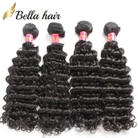Bella Hair Malasia Deep Wave 10-26 Inch 100% Remy Virgin Human Hair Extension Color natural Color 3/4 Piezas Tejidas Instagram Estilo caliente