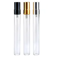 5ML 10ML Transparent Glass Spray Bottle Empty Clear Refillable Perfume Atomizer with Gold Silver Cap Portable Sample Glass Vials b706