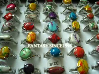Nouveau 100 pcs mixte styles mode multi-couleur femmes belle pierre alliage bijoux anneaux gros travail lots
