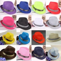 10 ألوان الرجال نساء الأطفال قبعات شمس ناعمة فيدورا بنما قبعات الصيف الربيع في الهواء الطلق موسيقى الجاز البهجة حافة الأزياء أزياء شارع أعلى القبعات GH-38