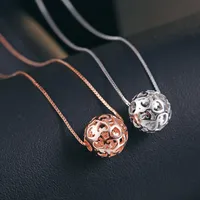 plaqué or rose 925 colliers pendentif coeur sphère en argent sterling bijoux balle haute qualité Guangzhou Chine usine de gros pas cher