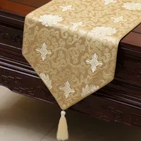 Kurz Länge glückliche Blumen Tischläufer Luxusmode-Silk Brocade Tetabellentuch Qualitäts-Esstisch Pads Platzdeckchen 150x33 cm