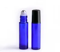 Hot cosmetico riutilizzabile 10ml (1 / 3oz) in vetro blu cobalto roll on bottle Oli essenziali fragranze Roller ball bottle Pactory Frice -Wholesale