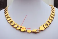 weighty Heavy! 108g 24k Stamp Real Yellow Solid Gold 23.6 Men&#039;s Necklace 12MM Curb Chain 600mm Jewelry mint-mark lettering 100% real gold,