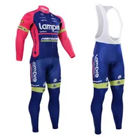 Winter Fleece Thermal Cycling Long Jersey Ropa Ciclismo + Bib Pants 2015 Lampre Merida Pro Team Bue 3D Gel Pad-Pick Size: XS-4XL S038