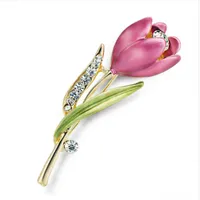Elegante Tulip Flor Broche Pin Strass Cristal Traje Jóias Acessórios Acessórios Jóias Broches Para O Casamento Ocasião