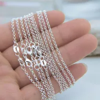 Atacado 100 pçs / lote sólido 925 esterlina prata o link cadeias colares para jóias encantos pingentes 16 "/ 18" / 20 "/ 22" / 24 "/ 26" / 28 "/ 30" (8 tamanhos)
