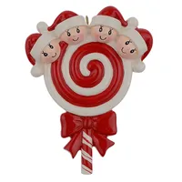 Lollipop Familie van 4 Hars Hang Kerst Ornamenten met glanzende baby gezicht als ambachtelijke souvenir voor gepersonaliseerde geschenken of home decor