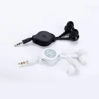 einziehbarer 3,5-mm-Kopfhörer einfach In-Ear-Kopfhörer mit Kabel organisiert schwarz weiß Großhandel Großhandelspreis 75cm Länge