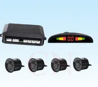 100 kits bil Auto ParkTronic LED Parkeringssensor med 4 sensorer Reverse Backup Car Parking Radar Monitor Detector System Backlight Display