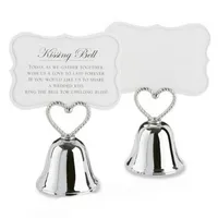 Bomboniere Bombarda Heart Bell Bell Place Bust Holder Silver Metallo Baci Place Photo Supporti