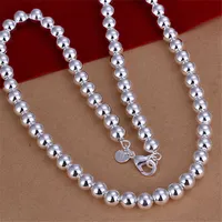 Tung 75g 8mm pärlor halsband manliga modeller solid pläterad sterling silver halsband stsn111a, mode 925 silver kedjor halsband fabrik försäljning