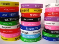 Gloednieuwe 24 stuks Beste vrienden Vriendschap Siliconen Rubber Kids Bands Polsbandjes Armbanden Groothandel Lot
