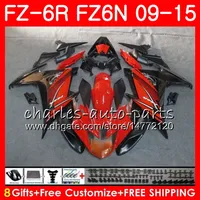 Yamaha FZ6N FZ6 R FZ-6N FZ6R için Vücut 09 10 11 12 13 14 15 Siyah Turuncu 82NO5 FZ-6R FZ 6N FZ 6R 2009 2010 2011 2012 2013 2014 2015 Fairing