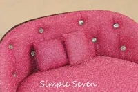[Enkla sju] Mini Möbler Rund Soffa Form Velvet Smycken Box Örhängen Ring Arrangör Halsband Storage Armband Display