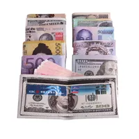 100Pcs Men&#039;s PU leather wallet Creative Euro Dollars chic purse wallets card holders Best gift for men and children