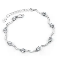 HYWo Exquisite Stilvolle exquisite minimalistische Stil 925 Sterling Silber Österreich Zirkon Kristall Manschette Armband für Frauen Geschenke