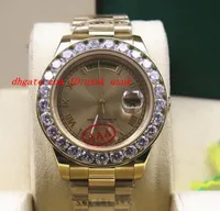 럭셔리 시계 흰색 더 큰 다이아몬드 II 18K 옐로우 골드 로마 41mm 시계 218235 세라믹 베젤 자동 기계 남성 시계 최고 품질