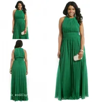 Emerald Green Plus Storlek Formell Aftonklänning En Linje Chiffon Lång Special Occasion Dress Prom Party Gown