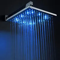 Tamaño grande 8 "/ 10" / 12 "pulgadas RGB LED Cobre Lluvia Cabeza de ducha Ducha de baño Grifos Accesorios Cabeza de ducha montada en una sola pared