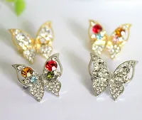 Toppkvalitet 2016 Ny ankomst Fashion Silver Crystal Rhinestones Butterfly Kvinnor Bröllop Broscher Pins för kvinnor 4 färger