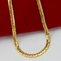 Rápido Frete Grátis Fine wedding Jewelry venda quente! 24k amarelo ouro espinha de peixe snakle corrente cadeia largura: 5mm, comprimento: 55cm, pesa: 21.8g