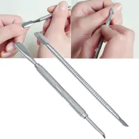 2 x Nail Art Ze Stali Nierdzewnej Cuticle Pusher Remover Trymer Manicure Set Tool # T701