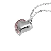 Rostfritt stål Rosa Cubic Zirconia Infinity Heart Lariat Halsband Cremation Smycken med presentpåse Kedja och tratt