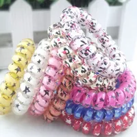 Random Color Leopard Star Dot Hair Rings Telephone Wire Elastics Bobbles Hair Tie Bands Kids Adult Hair Accessories Can use as Bracelets