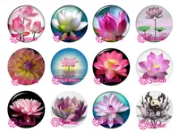 Nueva llegada intercambiables 18 mm cabujón de cristal botones de piedra Cabochon botones de la flor de loto para joyería Snap collar aretes anillo