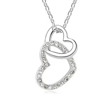 Bröllop smycken hjärta kristall hängsmycke mode halsband 18k vitguld pläterad gör med swarovski element gratis frakt 6 färger 10391