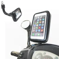DHL Free Motorcycle Impermeable Cell Teléfono celular Motorbike Retroview Espejo Soporte de montaje para Samsung para iPhone