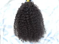Brazylijskie rozszerzenia ludzkich włosów 9 sztuk z 18 klipsami w kinky Curly Curly Ciemnobrązowy czarny kolor