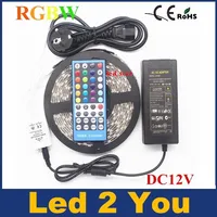 SMD5050 RGBW RGBWW luz de cinta de tira (RGB + blanco / blanco cálido) DC12V Lámpara de cinta flexible Controlador de 40 teclas de 40 LED / M + Adaptador 12V5A
