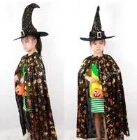 2016 bambini di Halloween mantelli strega strega mantello Mosaico cappe dorate Masquerade costumi bambini mantello della strega mantello + hat due set