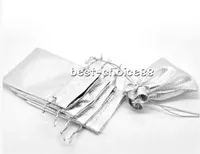 Bezpłatny Statek 100 Sztuk Organza Biżuteria Pakować Pokrowiec Wedding Favor Srebrny Prezent Torby Hot 12x9cm