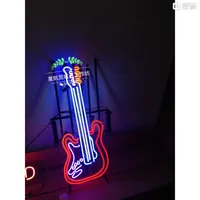 Neonlicht-Zeichen. LED-Zeichen Gitarrenmusik Neon Bier Sign Bar Zeichen Echtglas-Neonlicht 60CM * 23CM